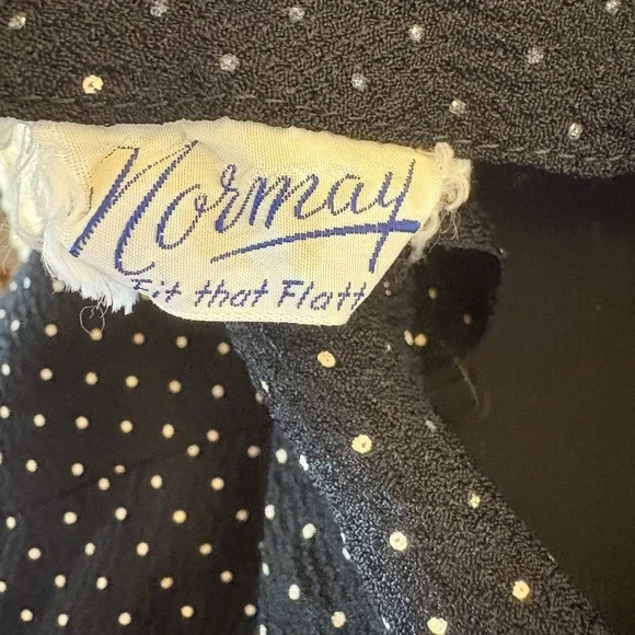 Vintage Normay Black and White Ruffled Bishop Sleeve Dress - Picture 10 of 11